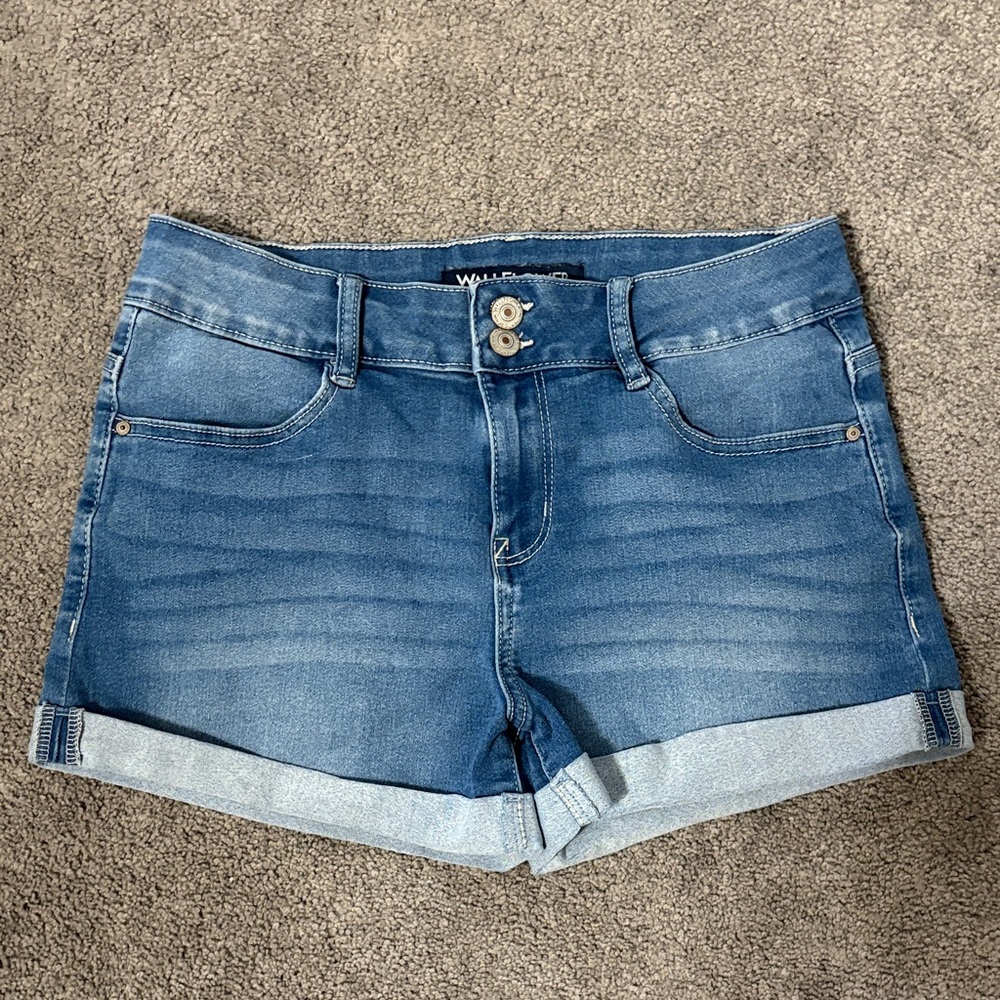 Wallflower Medium Blue Rolled-Hem Denim Shorts